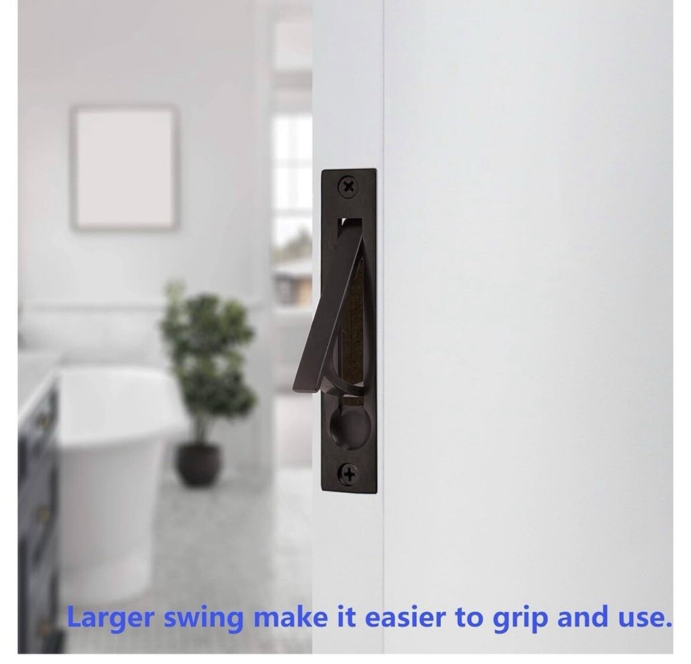 Dontay Modern Square Keyed Pocket Door Lock & Edge Pull Matte Black FAST SHIP