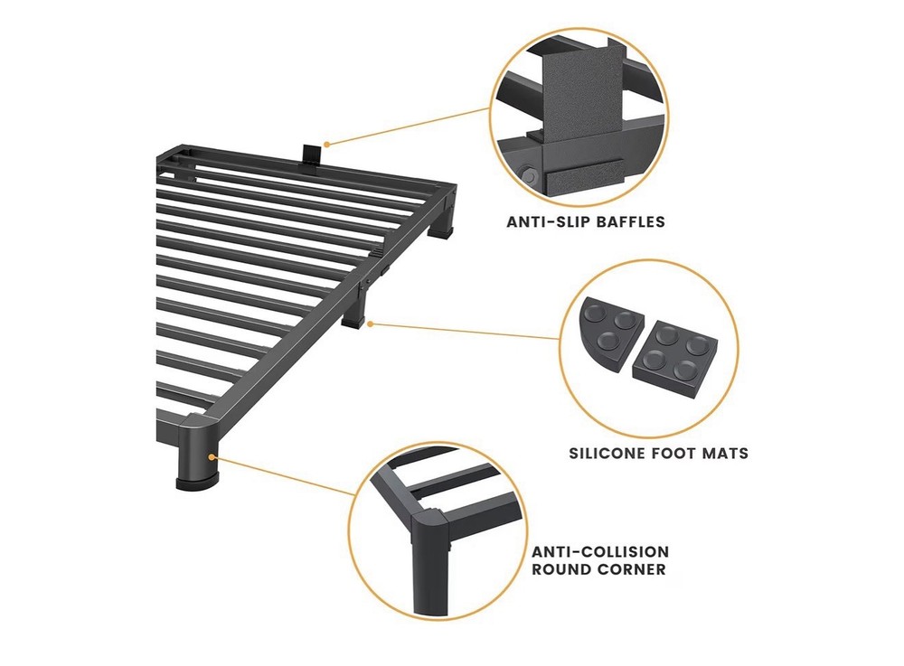 Twin Bed Frame 4 Inch Low Profile Metal Platform Heavy Duty Black