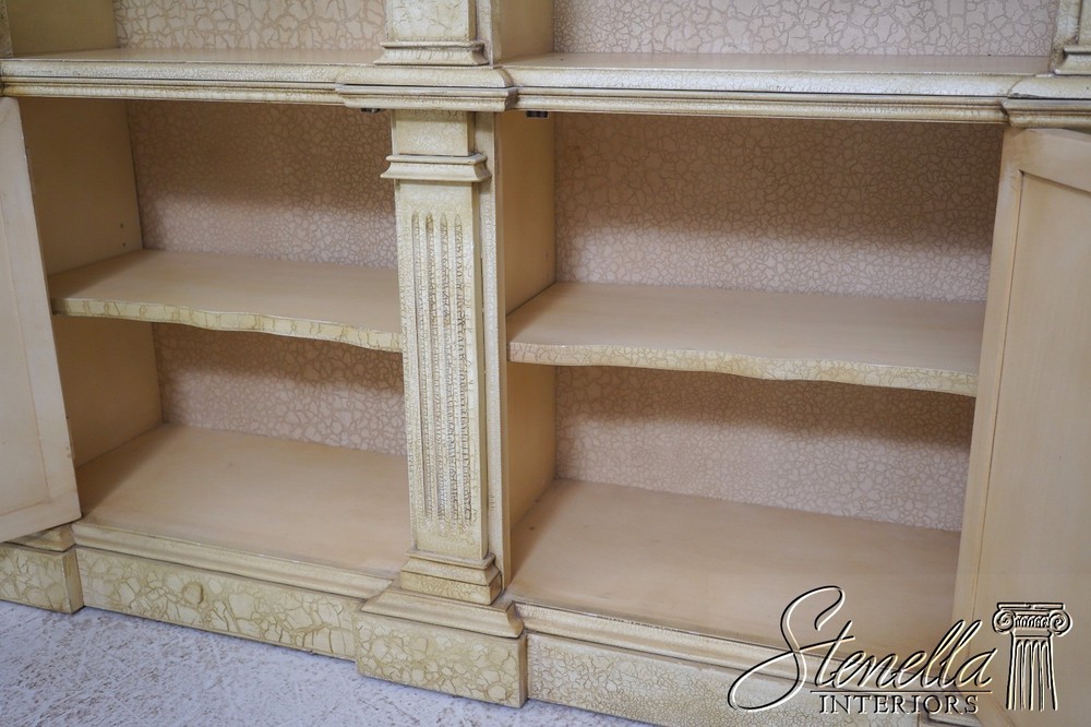 L71855: Crackle Painted Finish Double Arched Top Open Bookcase