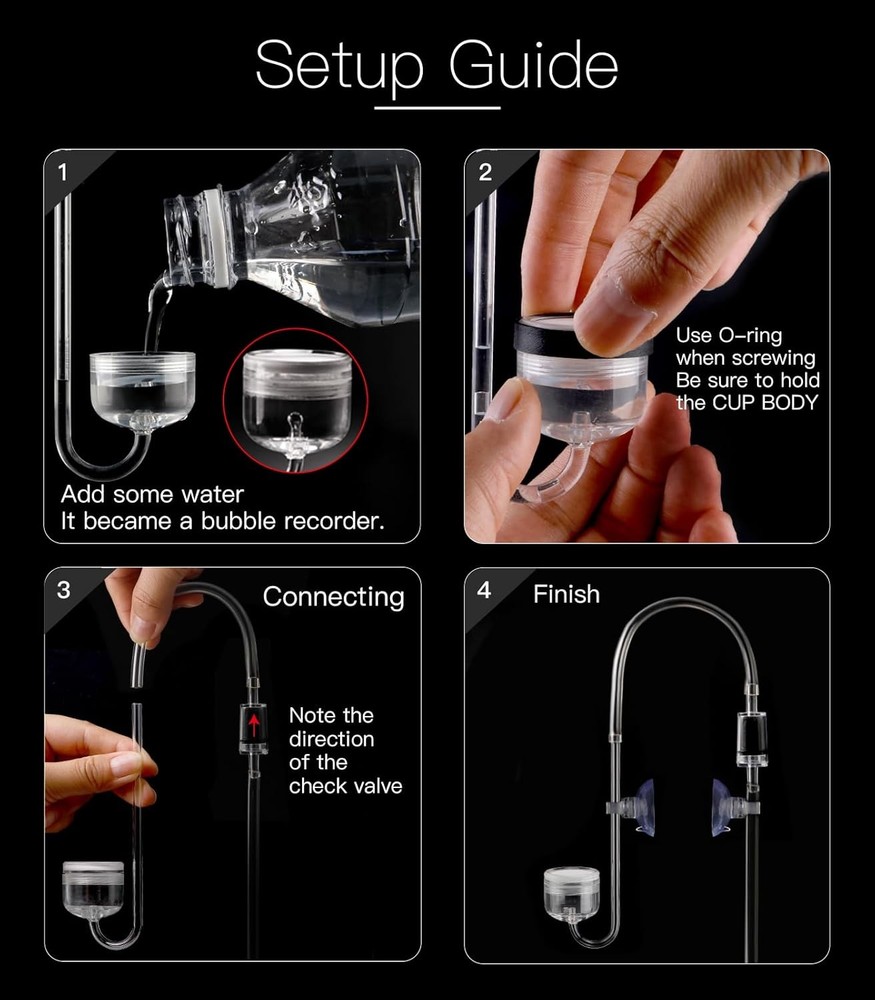 Acrylic CO2 Diffuser with Integrated Bubble Counter for diffuser(L)