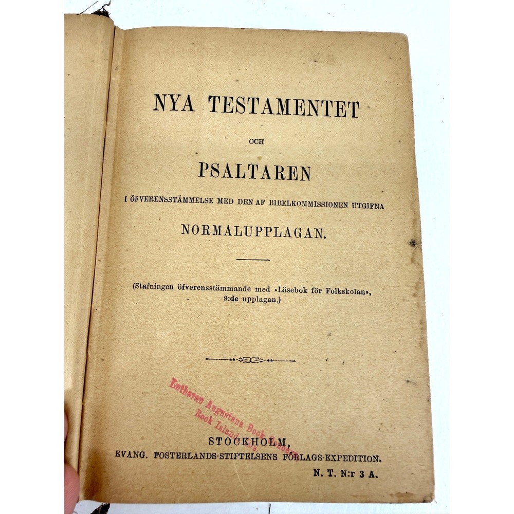 Nya Testamentet och PSALTAREN, 1892