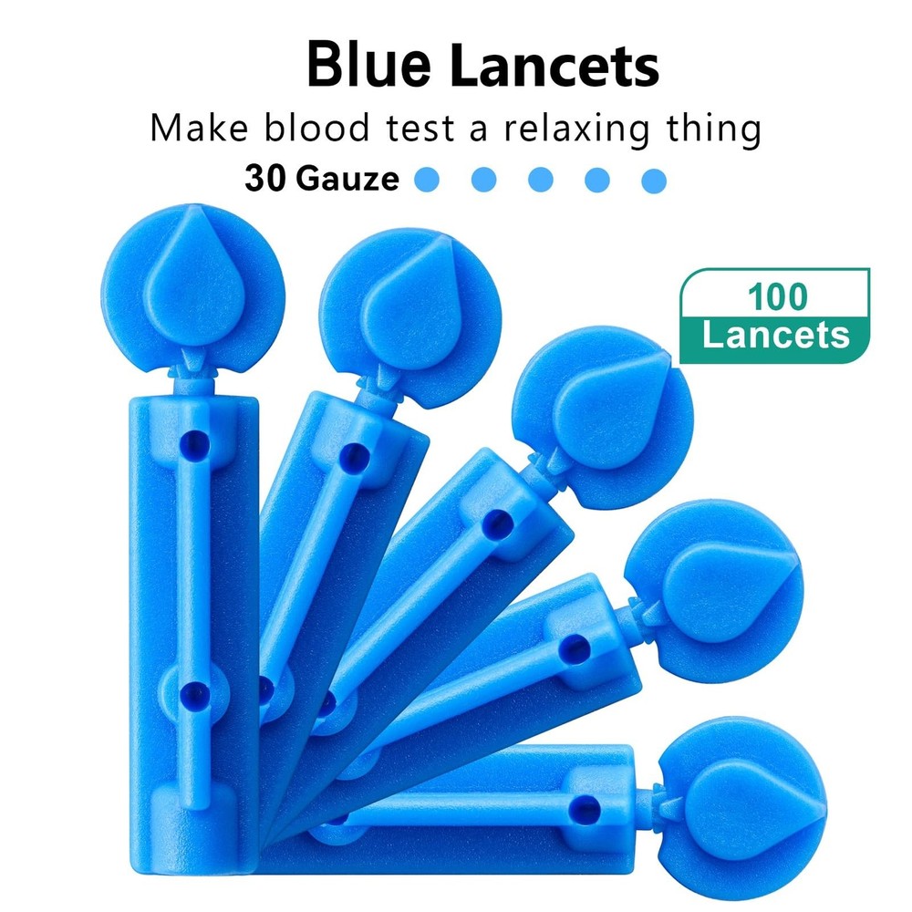 Lancing Device and 100 Lancets, Single Use, 30 Gauge Lancets, for Minimizing ...