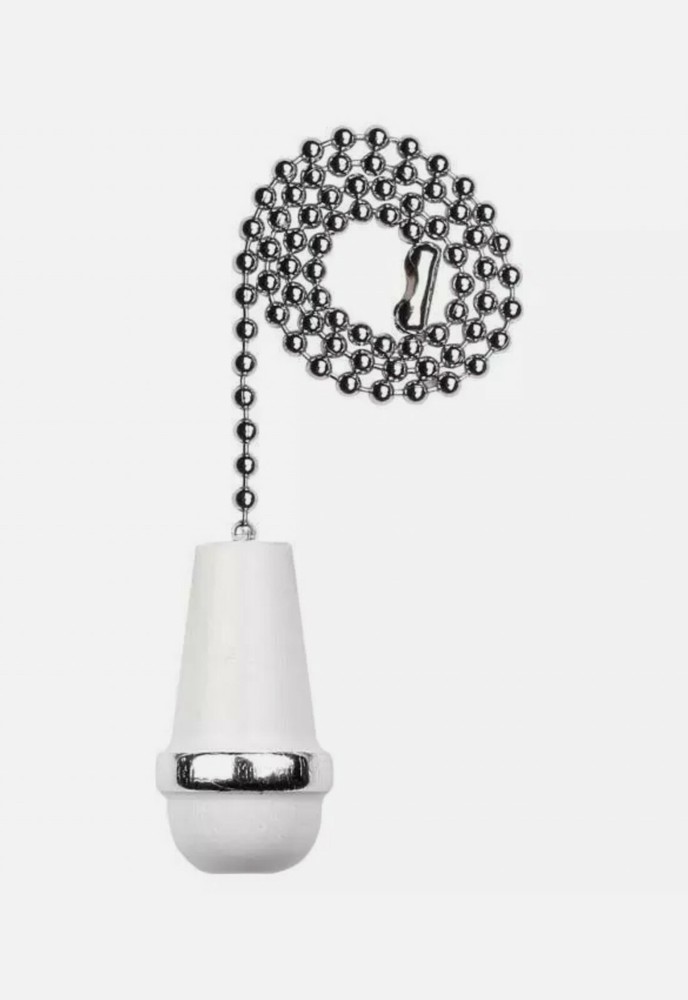 White Wooden Cone Pull Chain