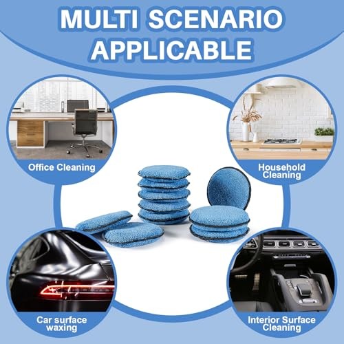 12 Pack Microfiber Foam Car Wax Applicator Pad - Foam Applicator Pads Blue
