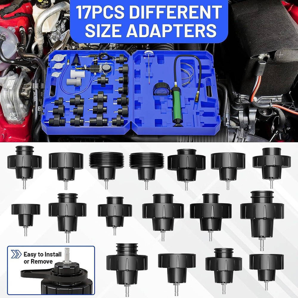 28 PCS Radiator Pressure Tester Vacuum-Type Cooling System Refill Kit Tool