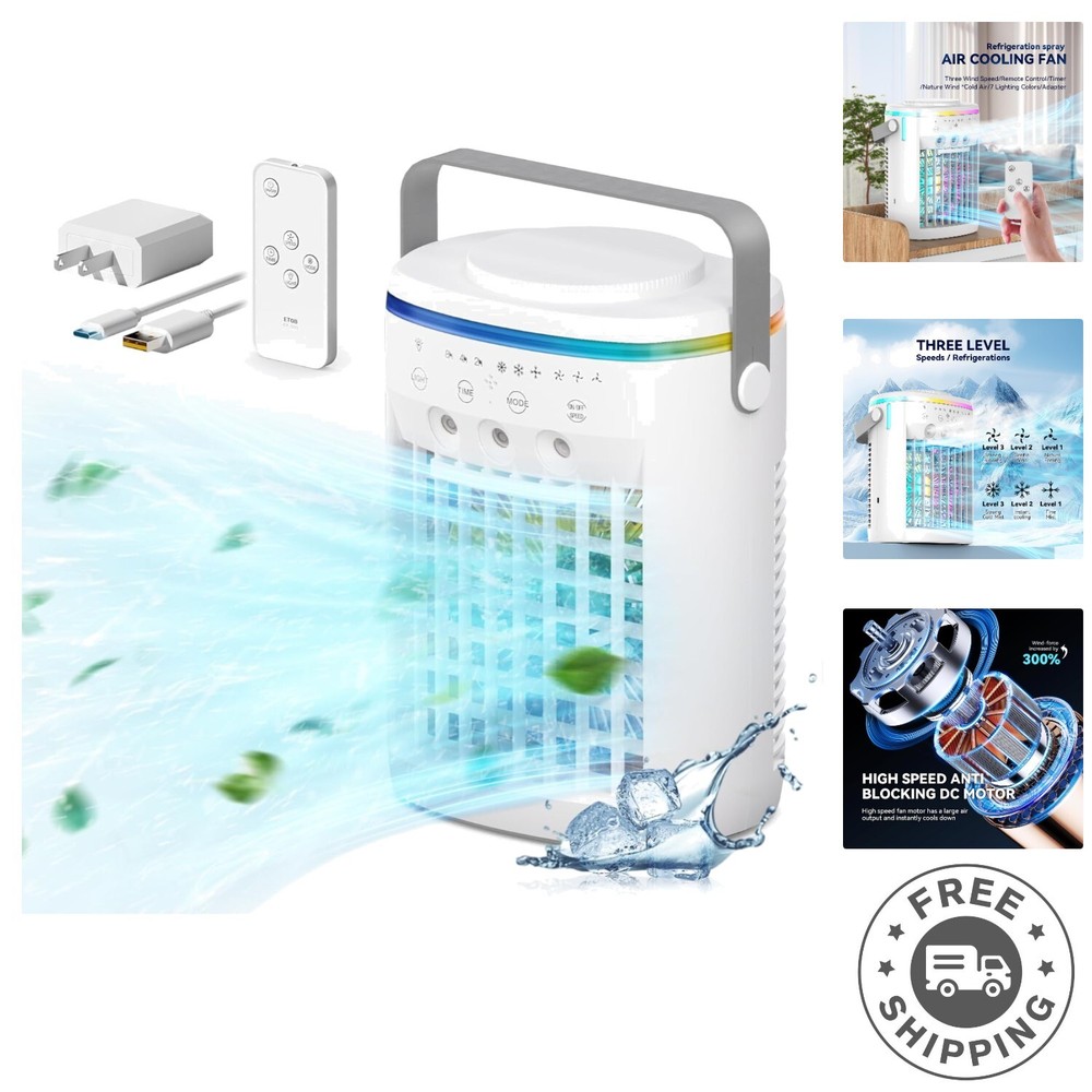 Compact Air Conditioning Fan with Remote and Multi-Functionality for Comfort