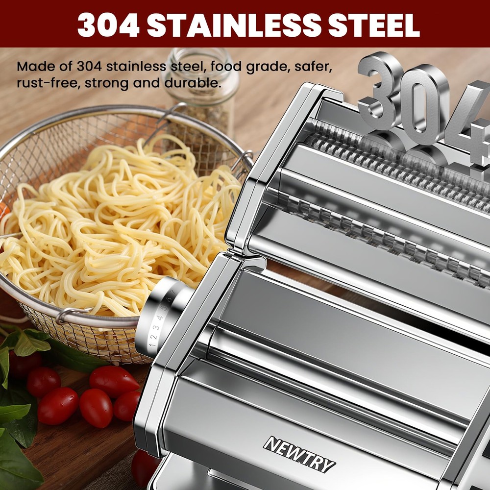 Electric Pasta Maker Machine Noodle Making Dough Roller Press with Detachable...