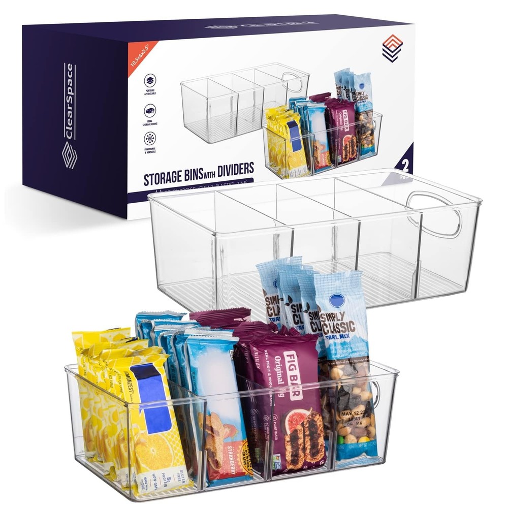 Plastic Pantry Organization and Storage Bins with Removable Dividers – Perfec...