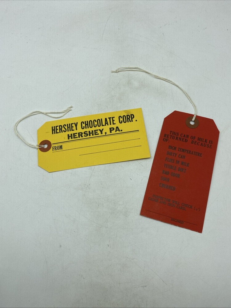 2x RARE HERSHEYS CHOCOLATE Return Mailing Tags For Defective Item 2