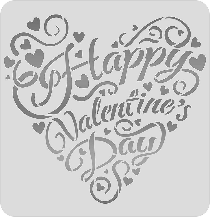 8"x8.5" Clear Plastic Stencil - Valentine (RO268)