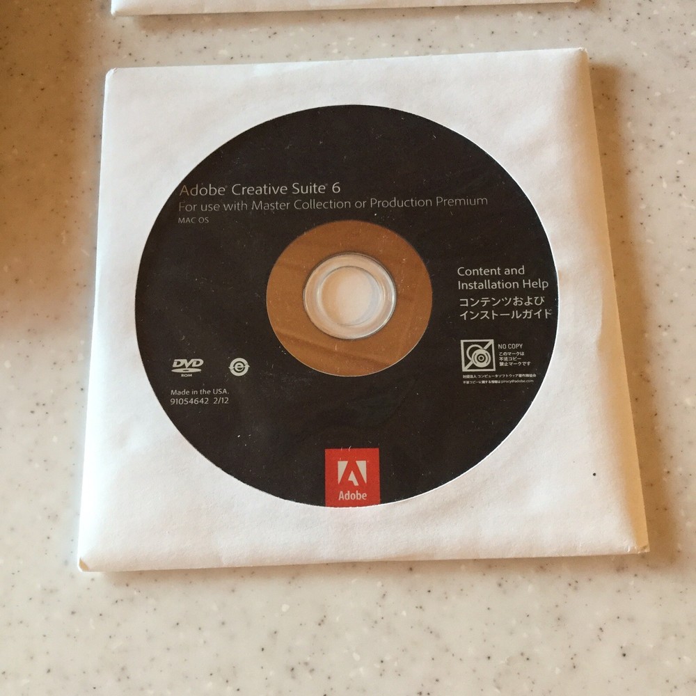 Adobe CS6 Master Collection for Mac - Discs and Serial Number