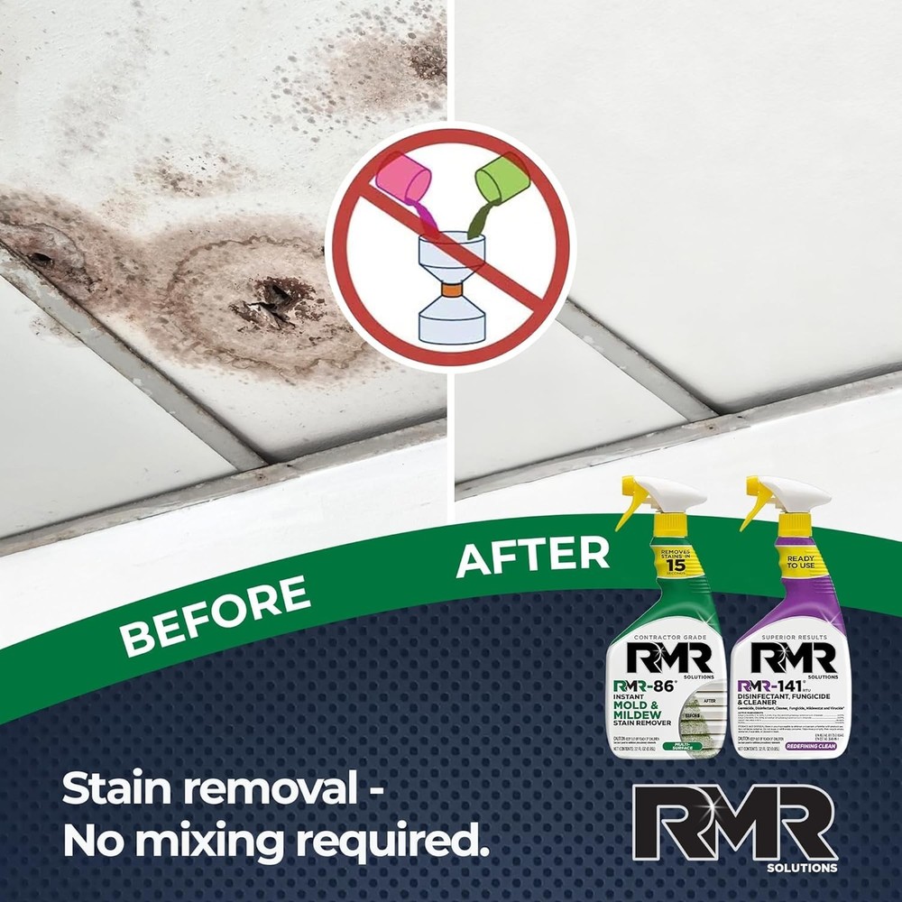 RMR Brands DIY Mold & Stain Remover Bundle, Complete Mold Killer & Mildew Pre...