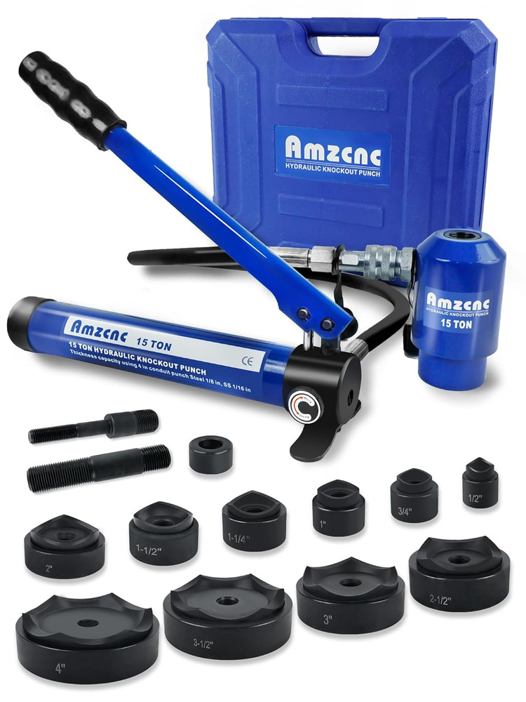 Hydraulic Knockout Punch Electrical Conduit Hole Cutter Set KO Tool Kit 1/2 to 4