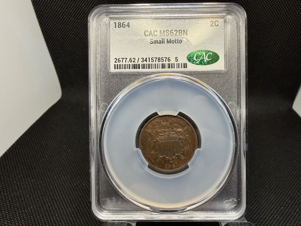 1864 2c Small Motto CAC MS62BN
