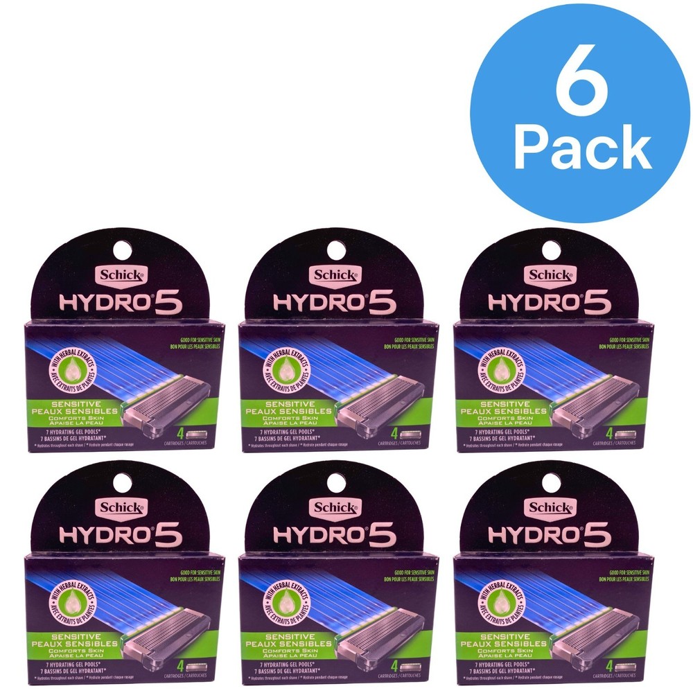 Schick Hydro 5 Sensitive Razor Blade Refills 4 Count 6 Pack Bundle New.