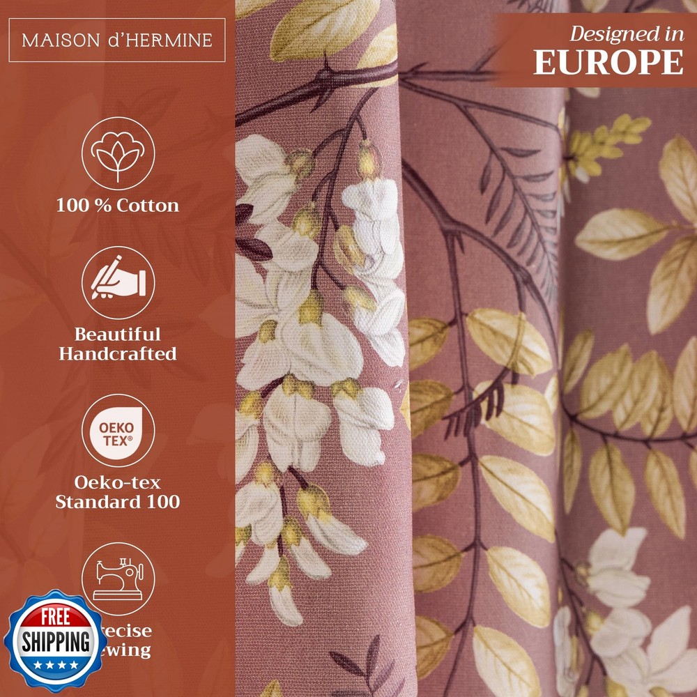 Maison d' Hermine Brown Cotton Curtains 96"L Light Filtering 1 Panel