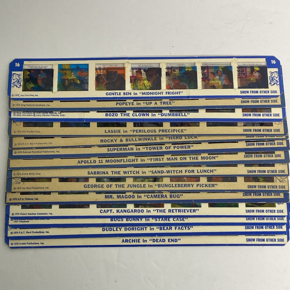1970 Kenner Projector Slides Multiple Programs Set Of 14 Bold Colors