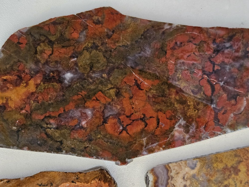 Three Miscellaneous Lapidary Slabs Plume Agate Lapidary 195 Grams
