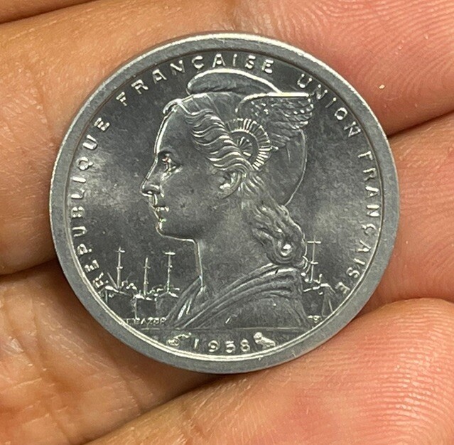 1958 Madagascar One Franc Coin Excellent Condition