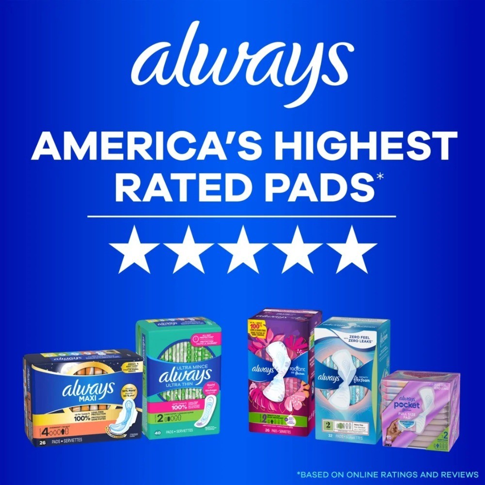 Overnight Maxi Pads Size 4 High Absorbency 28 Count No Wings
