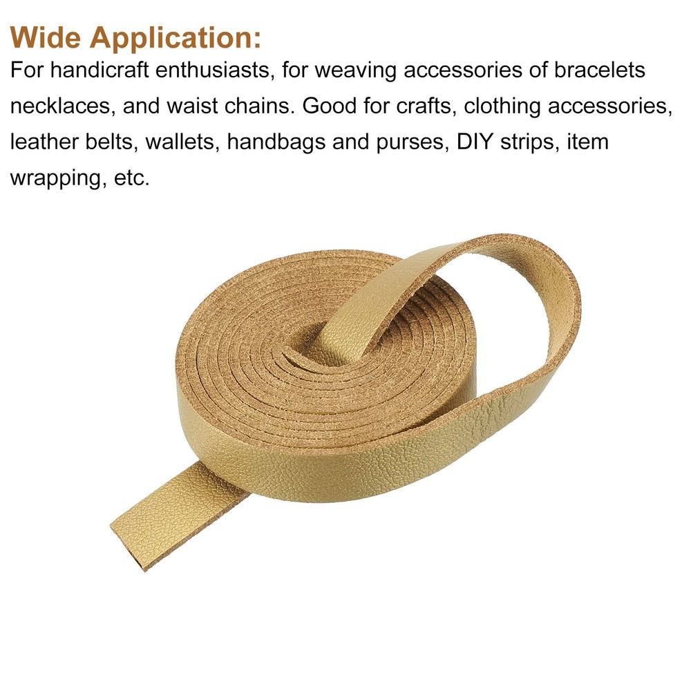 Leather Straps Belt Strip Leather Strips String 1cm/0.4" Width, Gold Tone