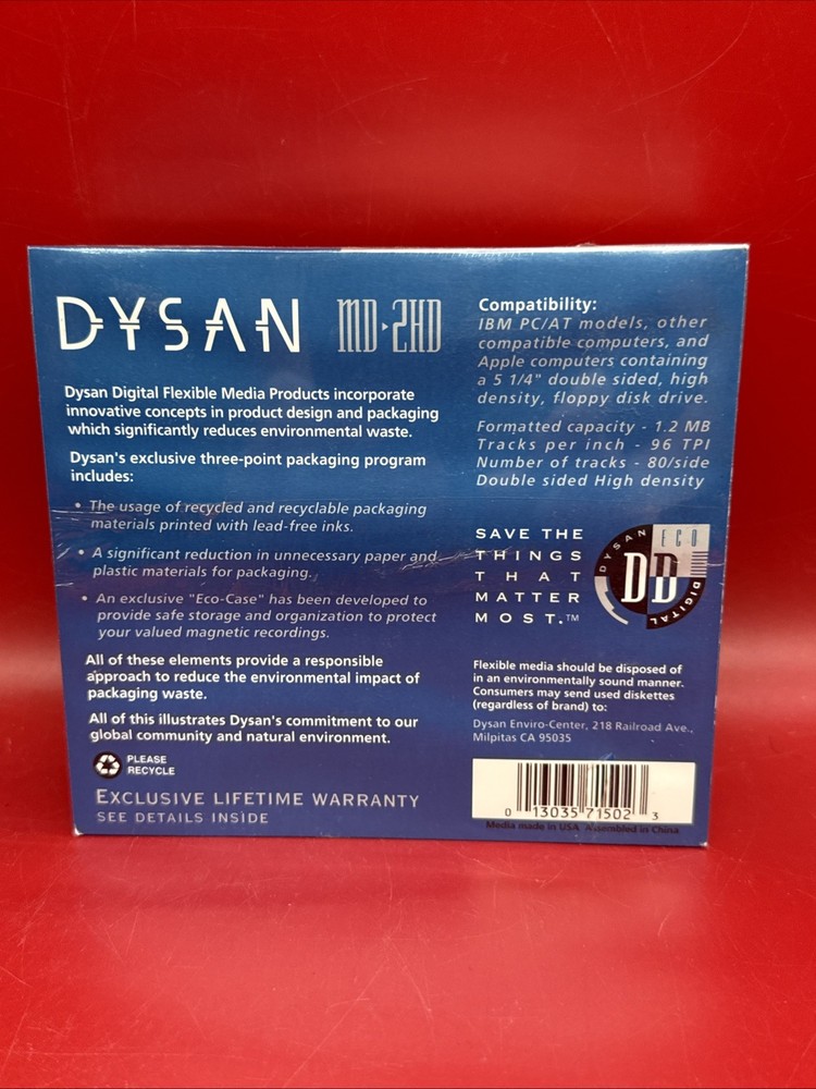 Dysan Digital MD-2HD IBM formatted 5.25" Diskettes 10 Pack Computer Discs NEW