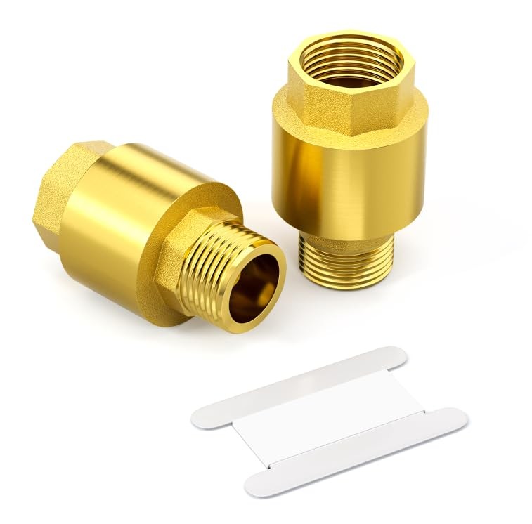 2PCS Brass Check Valve DN15 1/2 Female and Male Thread, Backflow Prevention, One