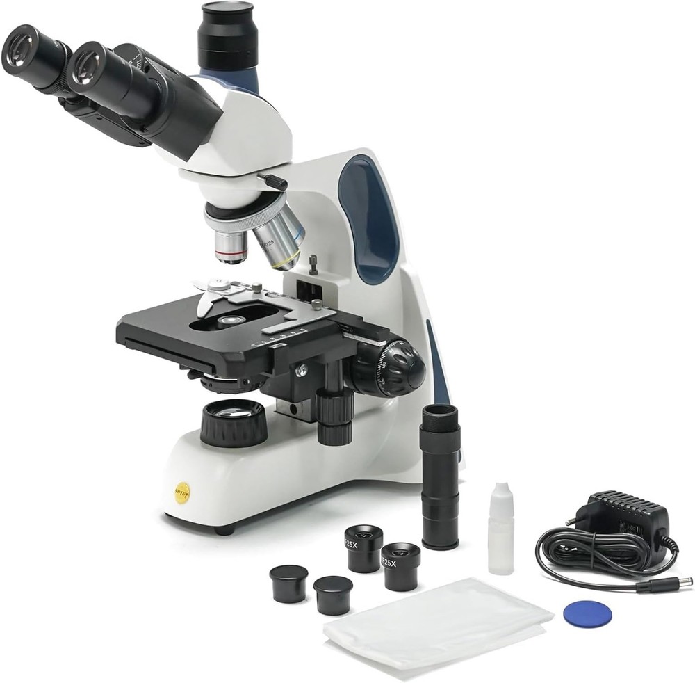 SWIFT SW400 Trinocular Compound Microscope 40X-2500X, Infinity-Corrected Opti...