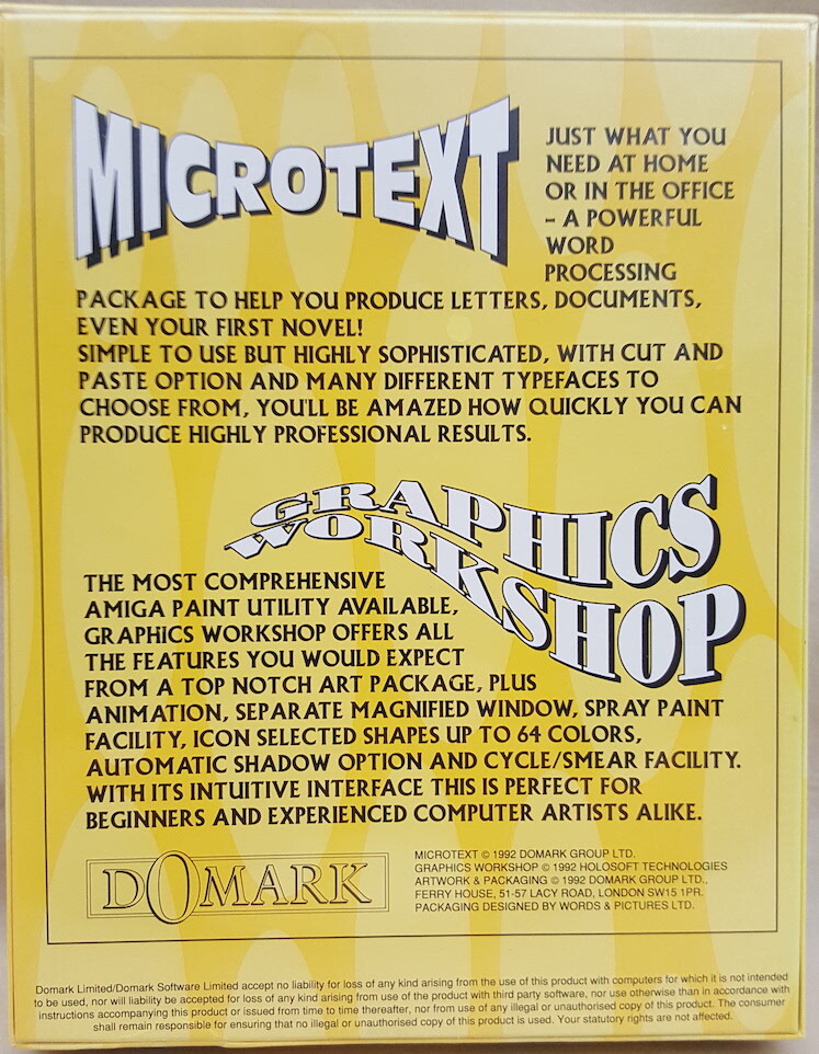 MicroText & Graphics Workshop ©1992 Domark for Commodore Amiga NIB NEW SEALED