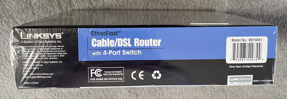 LINKSYS-(BEFSR41)-EtherFast Cable/DSL Router-4-Port Switch
