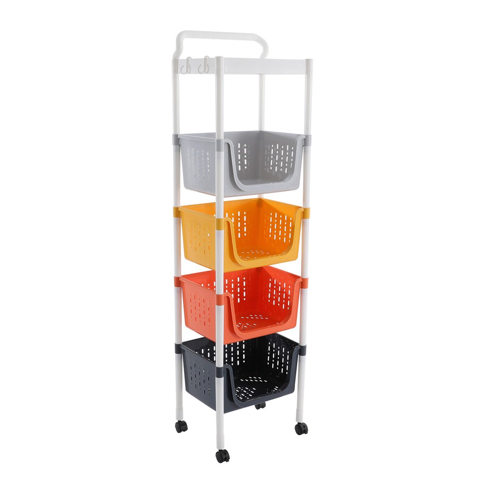Kitchen Storage Rack 5 Tier Floor-Standing Basket Organizer W/ 2 Practical Hook