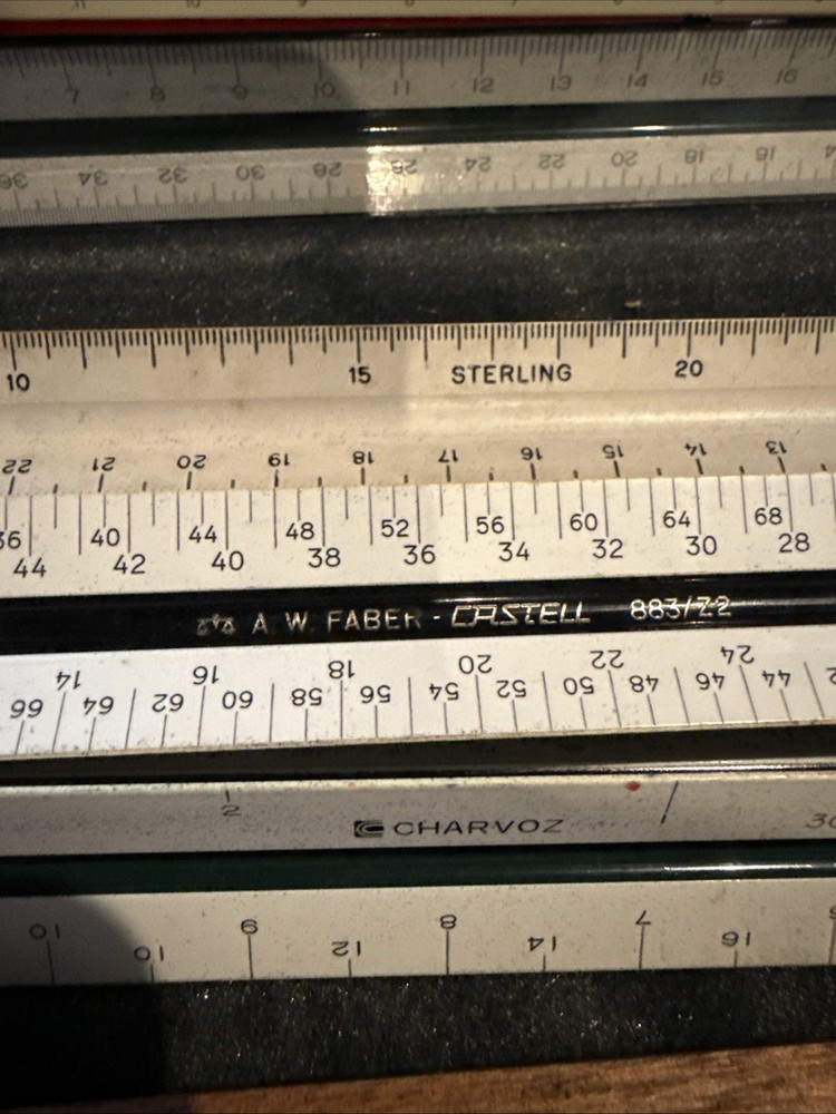 Keuffel Esser Co Drafting Ruler Paragon Triangular Vintage Assorted Lot Boxwood