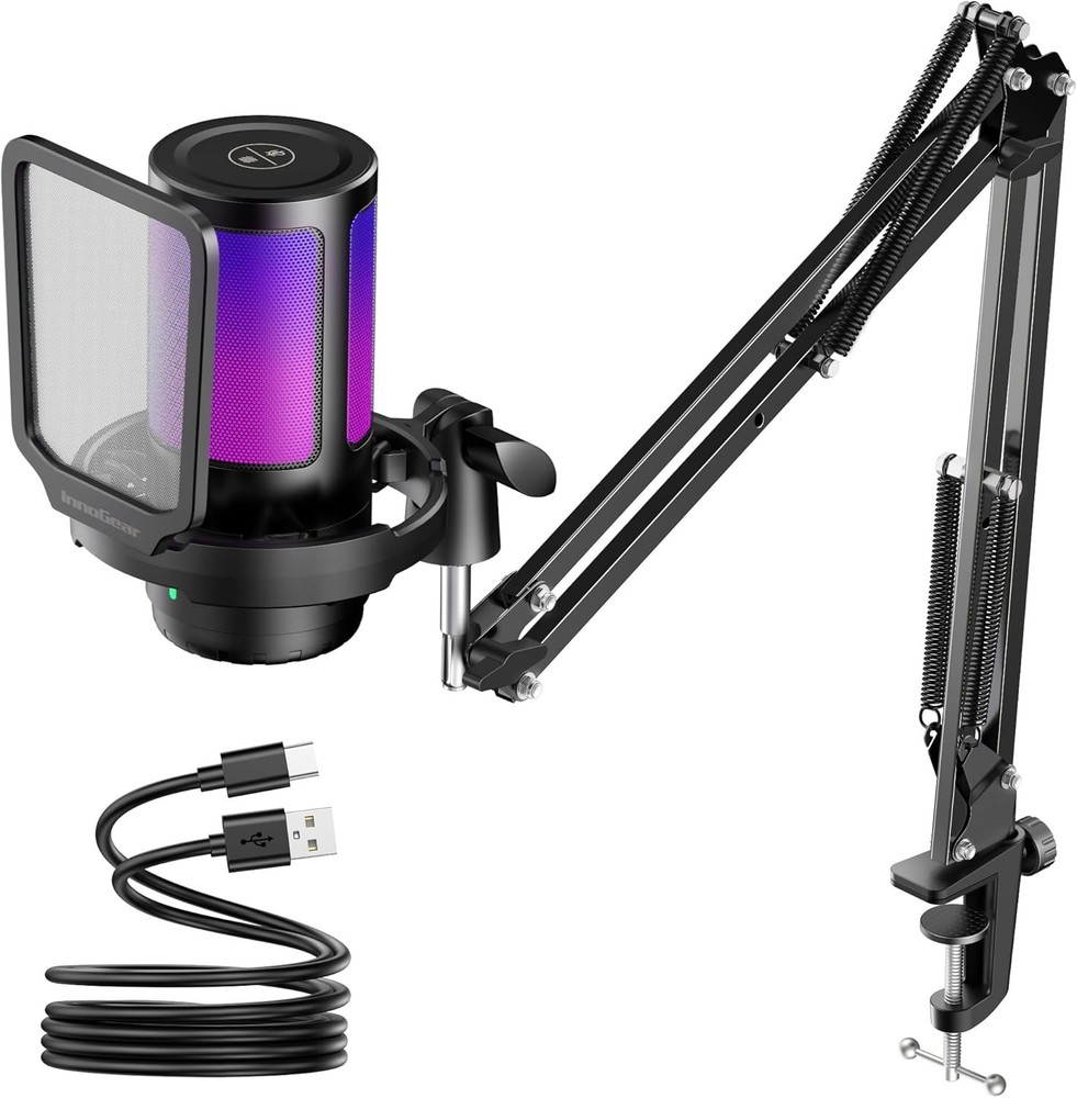 Crystal Clear USB Gaming Mic with Noise Cancellation & Adjustable Gain Control