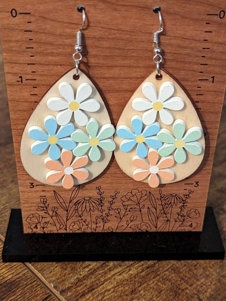 Spring Floral Wooden Earrings