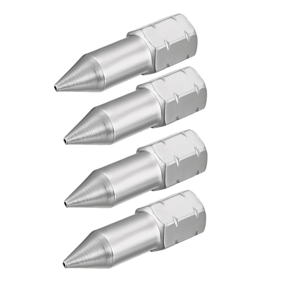 G1/8 Grease Fitting Standard Grease Sharp Type Nozzle Silver Tone 4 Pcs
