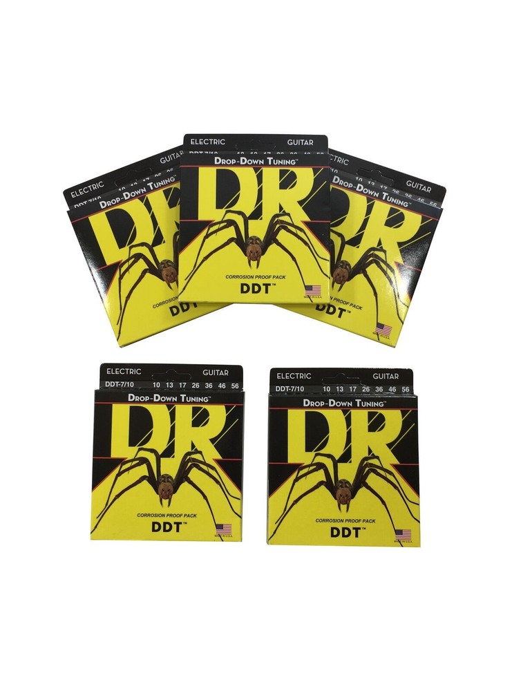DR Guitar Strings Electric 5 Sets DDT 7-String Drop Down Tuning 10-56