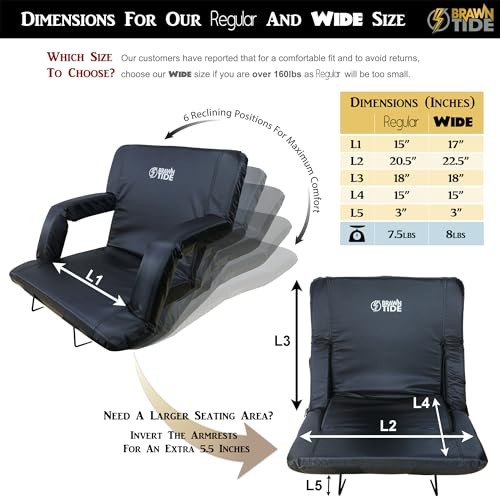 Stadium Seat with Back Support - Comfy Regular - Width 20.5 Inches 1 Black