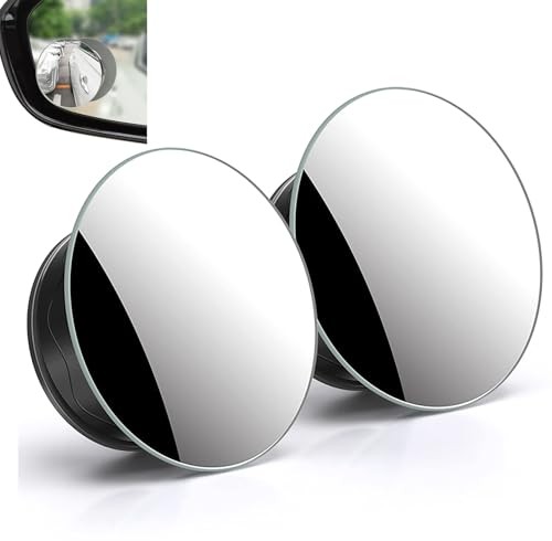 Suction Blind Spot Mirrors, 2 Pcs Black 2 Inch Angle Adjustable Reverse black