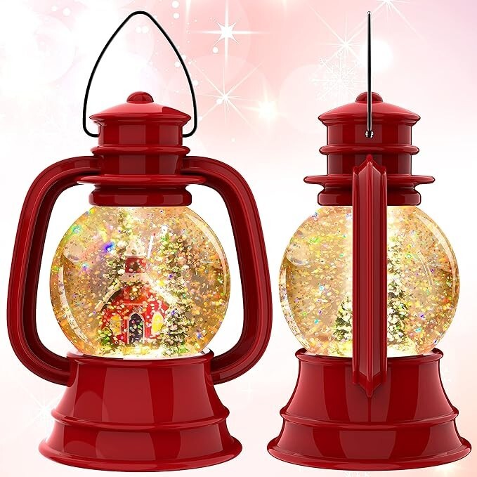 Christmas Snow Globe Lantern, Lighted Water Lantern LED