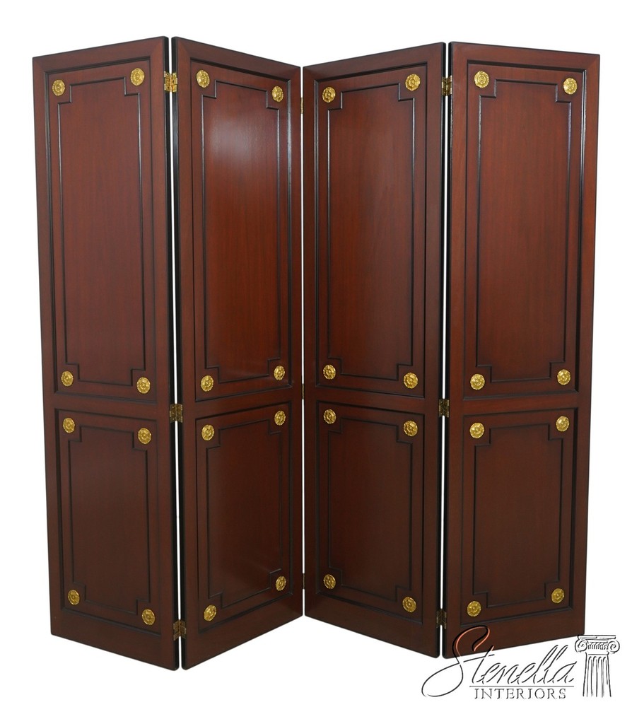 71754: Regency 4 Panel Mahogany Folding Screen Room Divider
