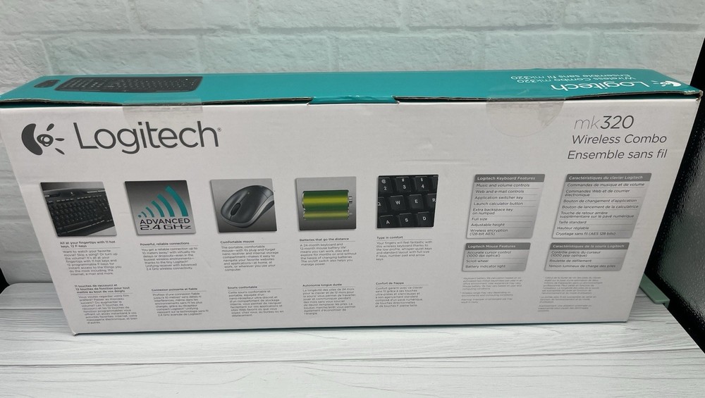 Logitech MK320 Wireless Keyboard & Mouse Combo, Multimedia Hot Keys, Black