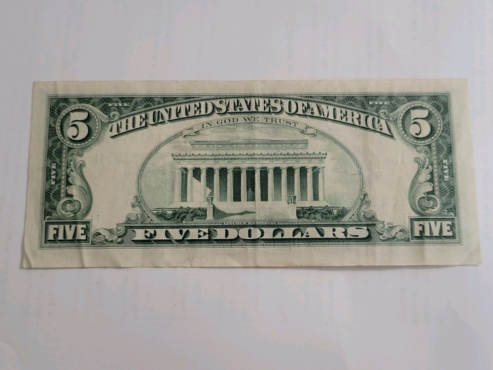 $5 Bill U.S. Note Printing Error Ink Transfer Rare