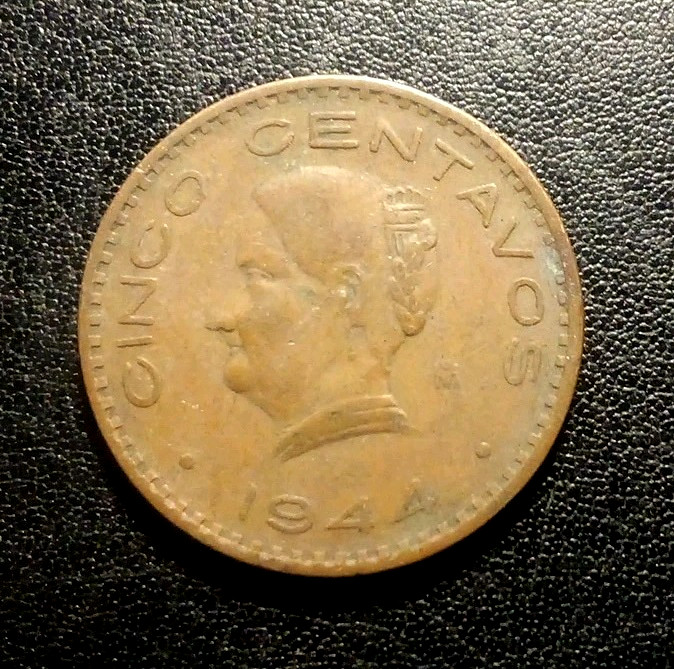 1944 Mexico Five Centavos Coin