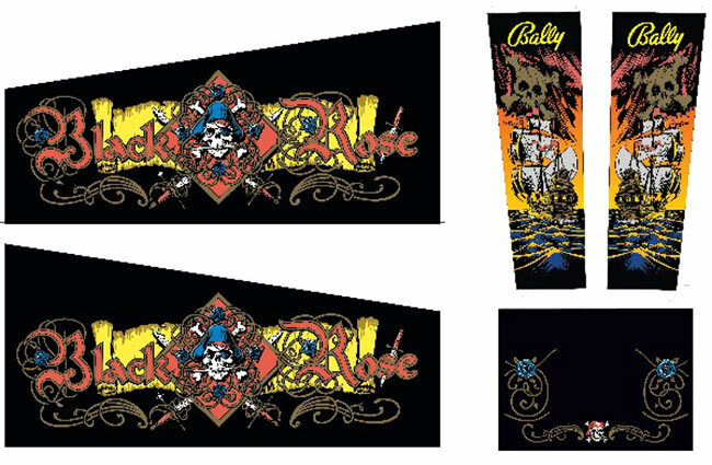 Black Rose 2000 Pinball Machine CABINET Decal Set