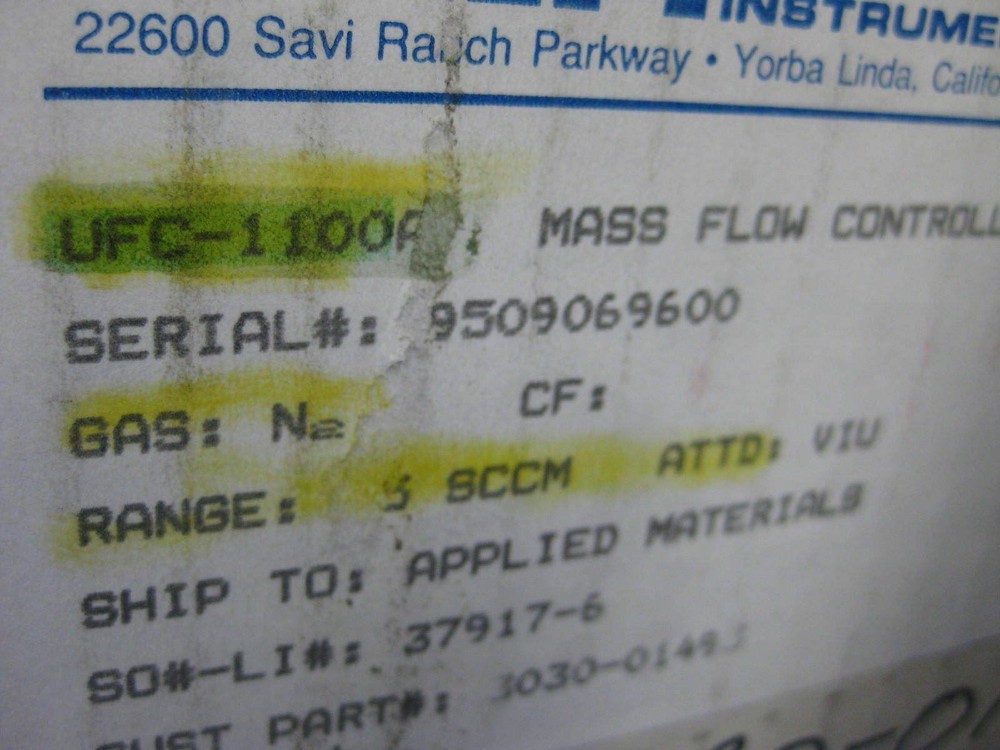 Unit UFC-1100A Mass Flow Controller, N2, 25 SCCM, Refurbished