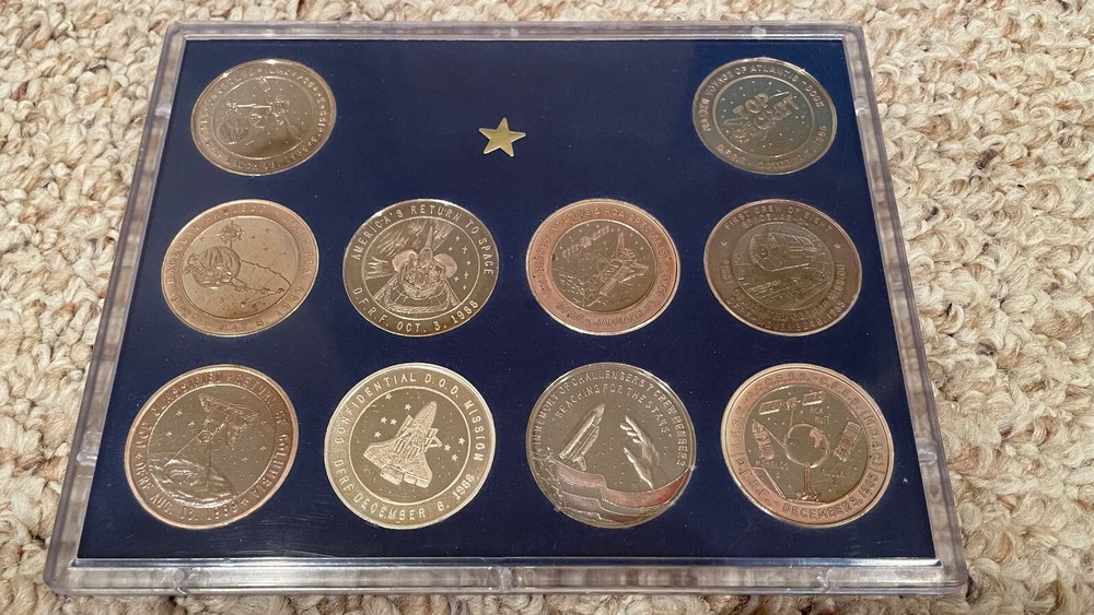 (10) Shuttle Shuttle Flights, 10oz silver with case, Atlantis Discovery Columbia