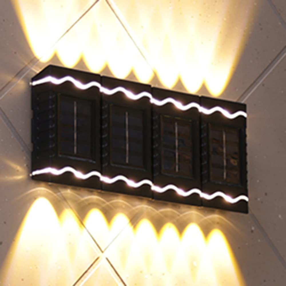 1-4 Pcs Outdoor Solar Wall Lights, Square Wireless Sensor, IP65 Waterproof
