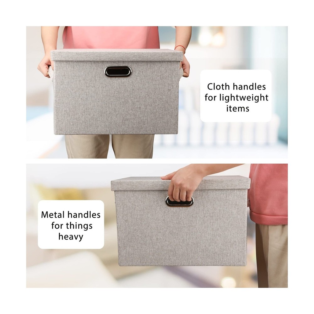 Graciadeco Large Quart Collapsible Stackable Storage Bins with Lids, 3 Packs ...