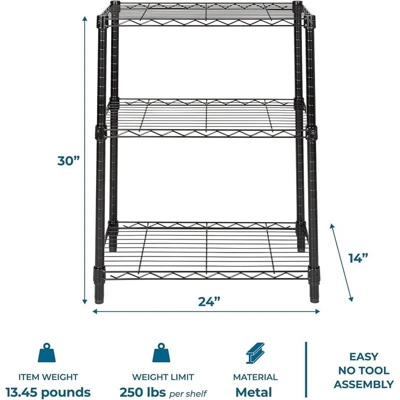 3-Tier Heavy Duty Steel Shelving Unit Adjustable Rust-Resistant Storage Solution