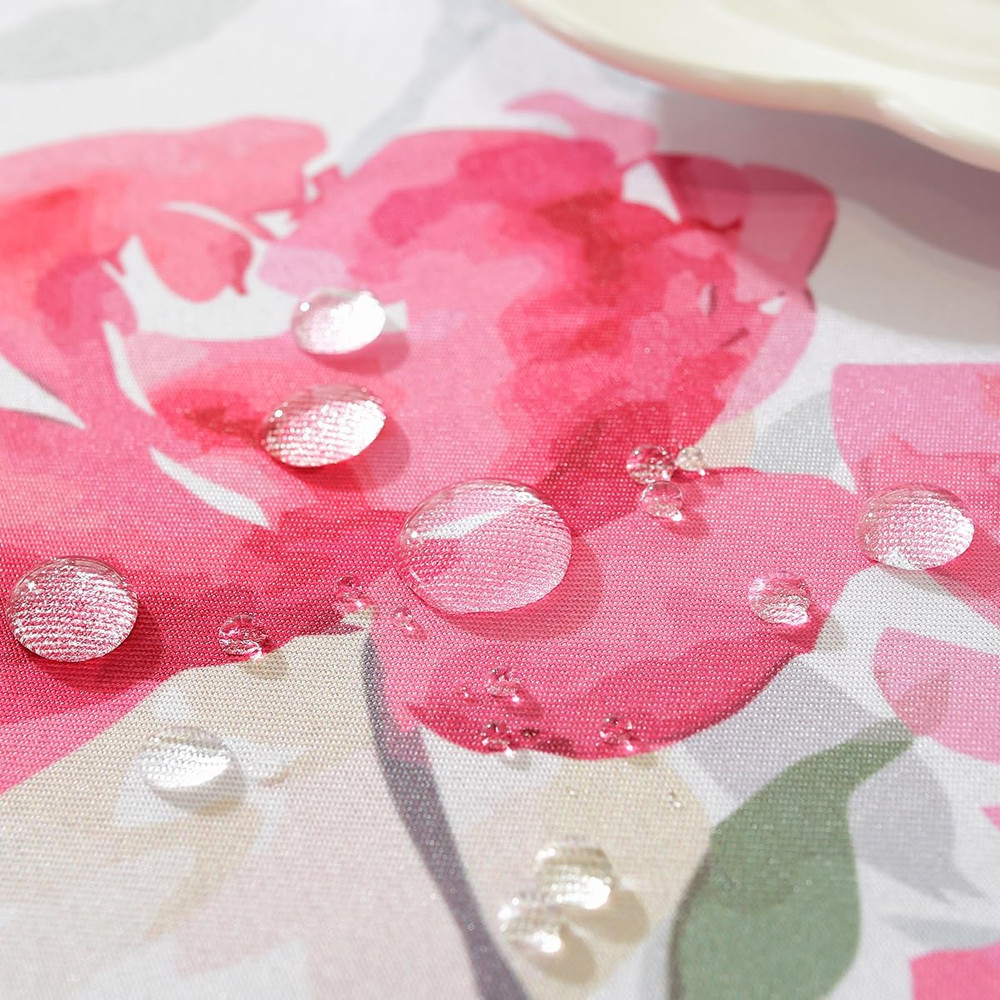 Spring Pink Rose Watercolor Tablecloth 52"x70" Rectangular Floral Cover